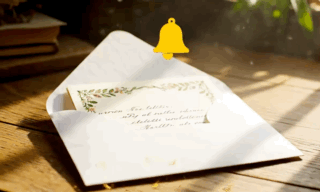A pretty envelope and bell to sign up Pretty envelope with a gold bell